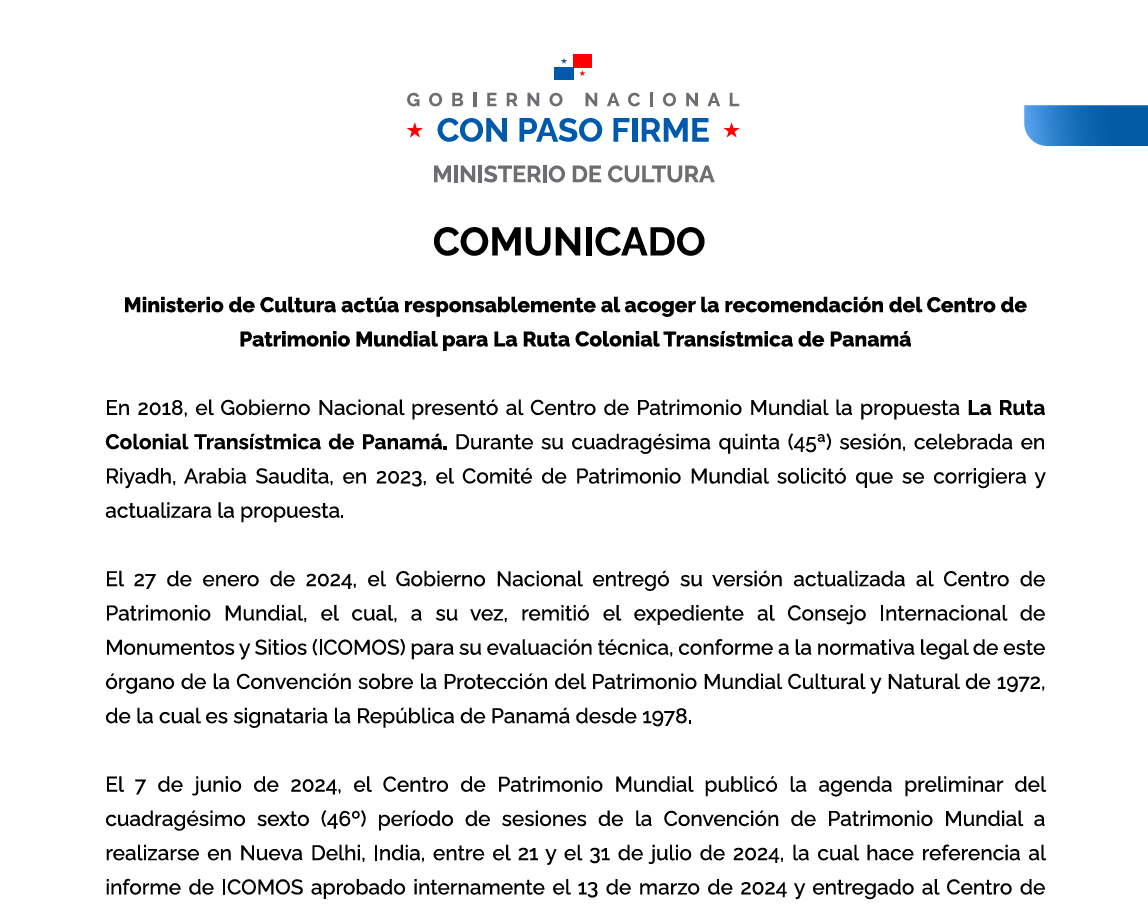 Communiqué Ruta Colonial TransistMica